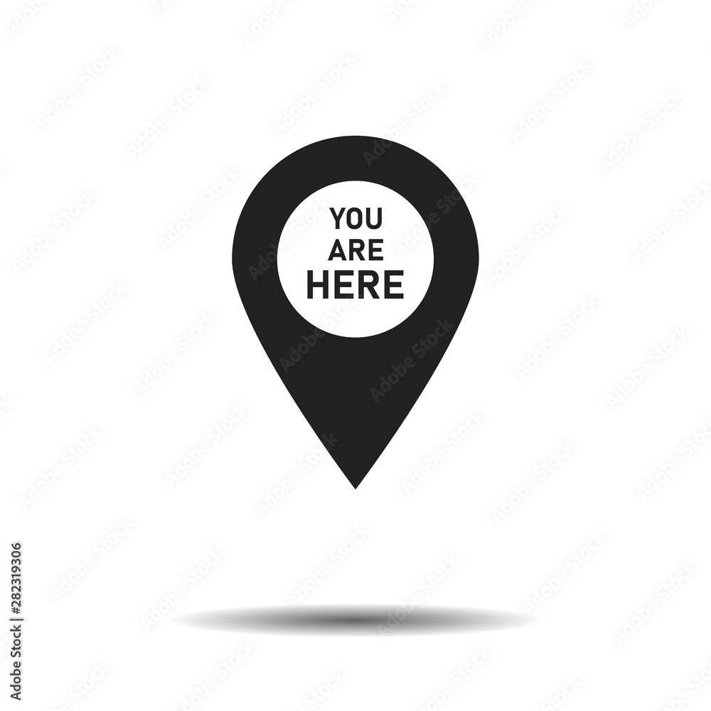 Poster pointer icon or pin for map with shadow. sign of navigation isolated on white background.