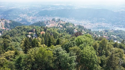 Fototapeta premium View of the city and Lake Como from the height of Brunatte village