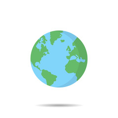 Earth globe in trendy flat style isolated vector illustration. Flat planet on white background.
