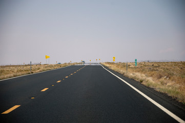 Curve ahead on a highway in USA