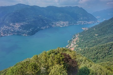 Fototapeta na wymiar Panorama of Lake Como from the height of the observation platform of the village of Brunate.