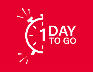 1 day to go isolated vector icon. Red countdown vector sign. Vector alarm of sale or low price. Christmas sales.