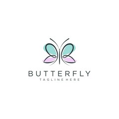 butterfly logo vector line outline monoline icon illustration