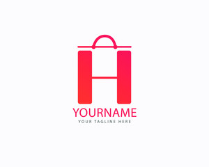 Initial Letter H alphabet Shopping logo design and icon Vector Illustration 