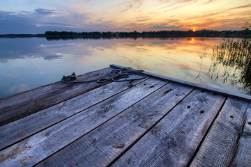 Obraz na płótnie Canvas Sunset on the lake - Gluszynskie Lake - Poland