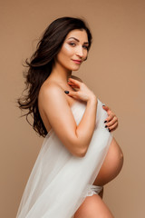 Fototapeta premium pregnant woman on light background