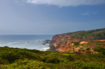 Wild and undiscovered beaches and cliffs in the Algarve's West Coast, near Lagos, Portugal. 