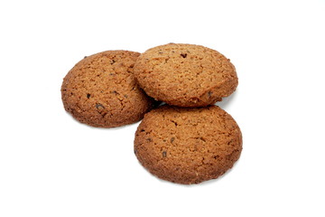 homemade oatmeal cookies isolated on white background