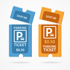 Color Torn Parking Ticket Icon Set. Vector