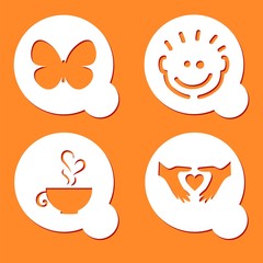 orange coffee stencil art set