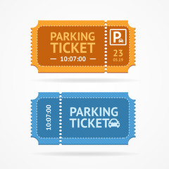 Color Whole Parking Ticket Icon Set. Vector