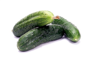 fresh ripe cucumber isolated on white background