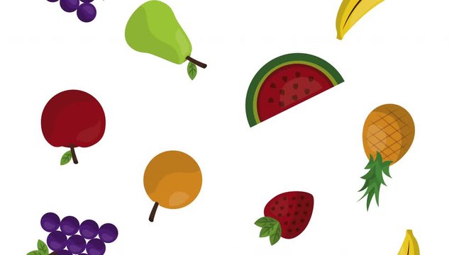 fruits fresh healthy food animation