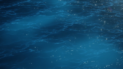Sea wave low angle view. Ocean water background. Sea or ocean wave close-up view. Beautiful blue clean water. 3D rendering