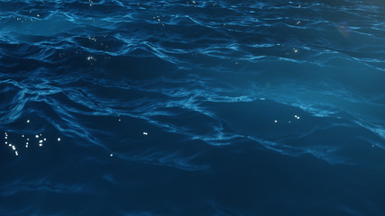 Sea wave low angle view. Ocean water background. Sea or ocean wave close-up view. Beautiful blue clean water. 3D rendering
