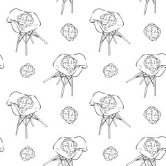 Chair with modern knot pillow outline doodle pattern. Coloring page with furniture background. Coloring book page for children and adults