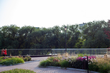 Walking area on the banks of the Iset river in Yekaterinburg