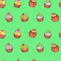 cupcake patternseamless green