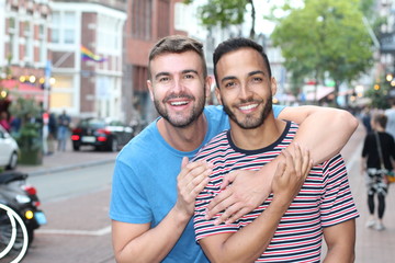 Obraz premium Gorgeous interracial proud gay couple