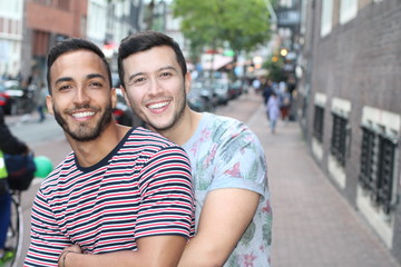 Fototapeta premium Two men showing affection in public 
