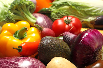 Many different fresh vegetables as background, closeup