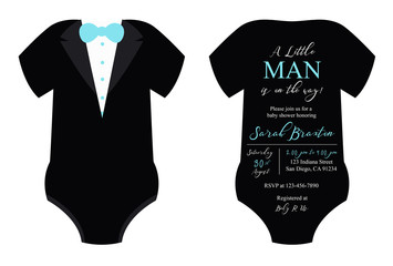 Baby Shower Boy Tuxedo Invitation Card