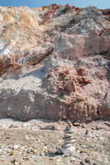Red color soil in Milos island
