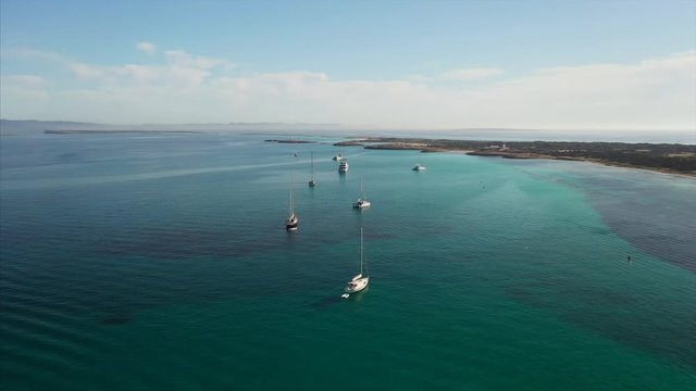 Beautiful view of the bay with yachts aerial view