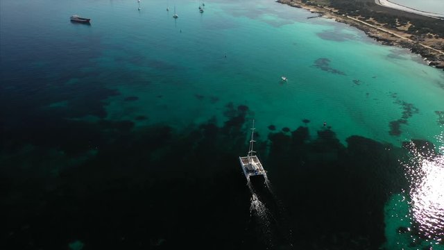 Beautiful view of the bay with yachts aerial view
