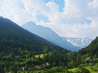 Fototapeta premium The Alps of Val Camonica near the town of Vezza D'oglio, Italy - June 2019.
