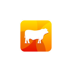 Cow icon, geometry design vector illustration template