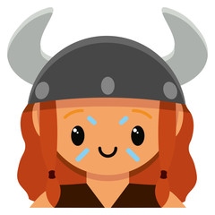 Vector cute female viking colorful isolated
