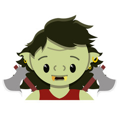 Vector cute female orc colorful isolated