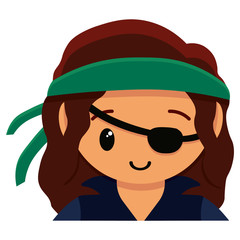 Vector cute female pirate colorful isolated