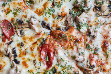 Hot and fresh pizza Margherita close-up. 