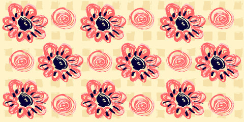 Seamless original pattern. Cage, squares, plaid, polo. Vector abstract hand drawing. Geometric