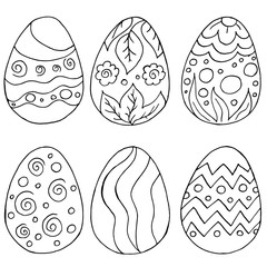 Easter illustration. Happy Easter. A set of hand drawings, Easter eggs