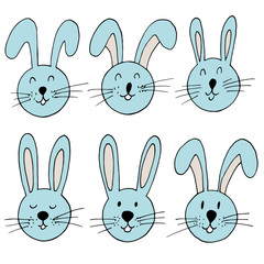 Easter illustration. Happy Easter. Set of cute drawings, Easter bunny