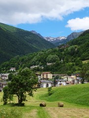 Fototapeta na wymiar The Alps of Val Camonica near the town of Vezza D'oglio, Italy - June 2019.
