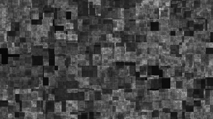 Black and white mosaic background. Squares, geometric graphic animation.