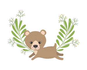 cute and adorable bear with wreath