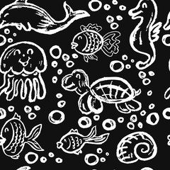 Cute childish drawing. Pastel chalk or pencil funny doodle style vector