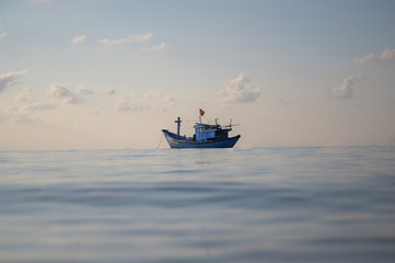 fishing boat on the sea near Con Dao in Vietnam