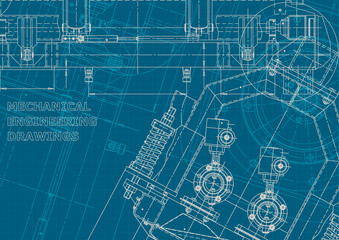 Blueprint. Corporate style. Instrument-making drawings