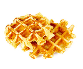 belgian waffles isolated on white