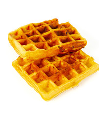 belgian waffles isolated on white