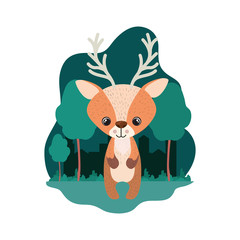 cute deer with background landscape