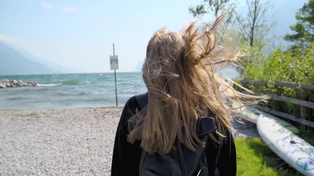 Blode Hipster Girl By Lake