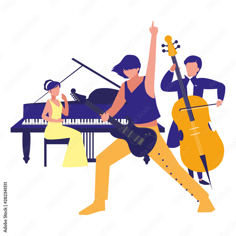 Sticker people musicians concert event design