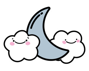 Cute moon and clouds design